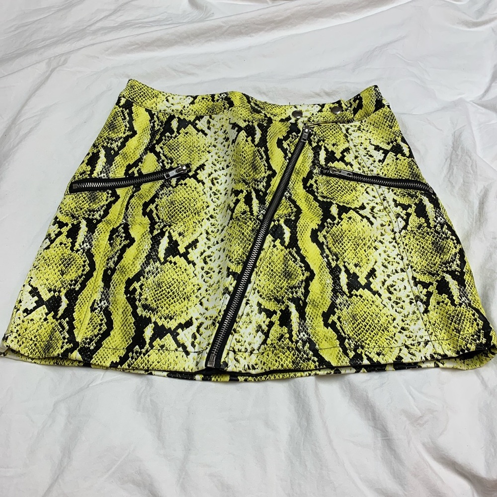 Lime yellow mini skirt